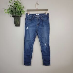 Kensie Effortless Ankle Skinny Medium Wash Distressed Jegging Crop Jeans 6 28